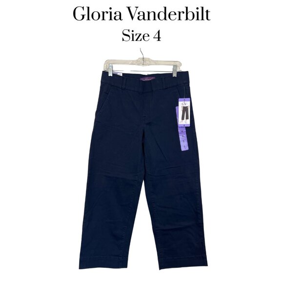 Gloria Vanderbilt Women’s Pull On Wide Leg Pants Navy Blue Size 4 NWT Trousers - Picture 1 of 8